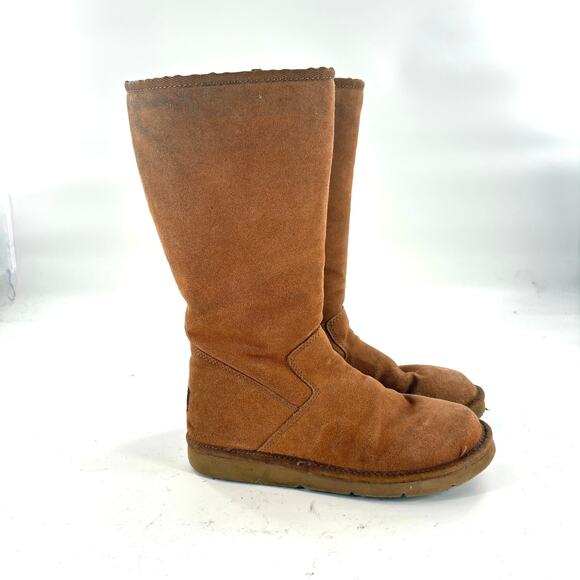 Ugg Tall Classic Suede Boots 7 Tan Camel Shearling - Picture 1 of 6